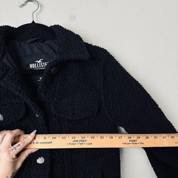 Hollister Sherpa Trucker black Jacket button front womans XS - Picture 4 of 7